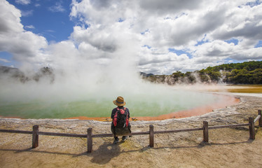 vulkanischer See in Roturoa, Neuseeland, Nordinsel