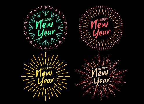 Happy New 2018 Year. Holiday Vector Illustration With Festive Typographic Composition.