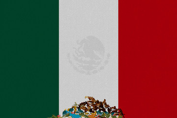 Metaphorical illustration idea of a Mexican flag after a earthquake.