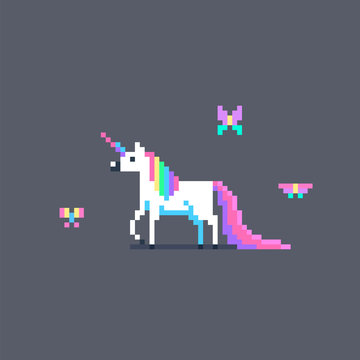 Fototapeta Pixel art cute unicorn
