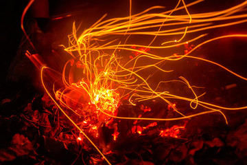 Close up bonfire slow shutter picture