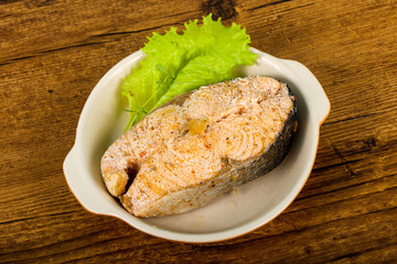 Steamed salmon