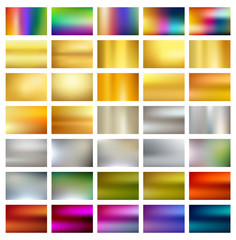 Multicolored metallic gradient mesh backgrounds, metals, silver, gold, bronze, brass, copper, eps10 vector