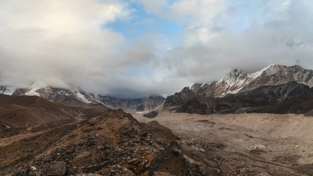 Time lapse of the mountains in Himalayas, Nepal, Everest, Nuptse