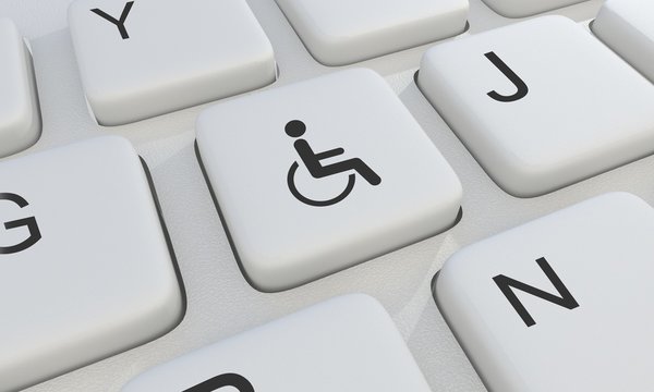 Disabilities symbol on keyboard - 3d render