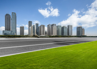 Obraz premium urban traffic road with cityscape in background, china