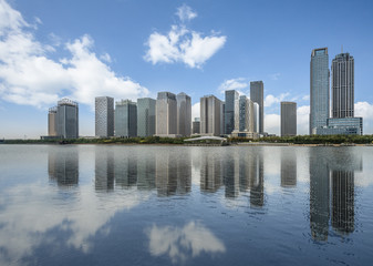 Fototapeta na wymiar modern city waterfront downtown skyline,China..