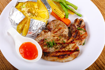 Grilled pork steak
