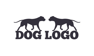 Dog Logo Design Two Canine Animals Silhouettes