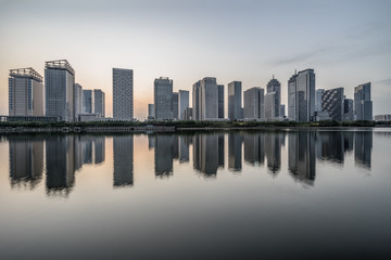 Fototapeta na wymiar Tianjin city waterfront downtown skyline,China..