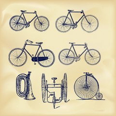 Vintage bicycles set