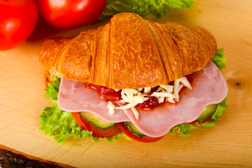 Croissat with ham and cheese