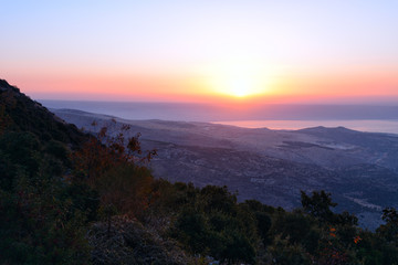 Fototapeta premium View of the sea of Galilee (Kineret lake) from mountain