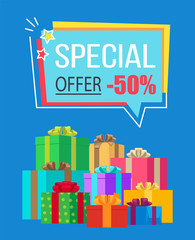Obraz premium Special Offer Half Price off Vector Illustration