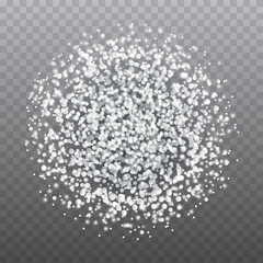 Glowing magic shine, star dust explosion, sparkle dots, round tinsel elements, on transparent background for elegant glamour design