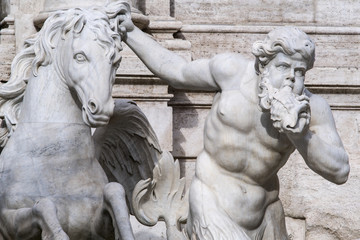 Details of Trevi Fountain statues