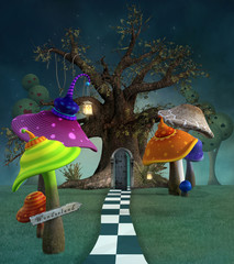 Wonderland series - Wonderland footpath by night - 183321156