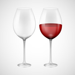 Wineglass with red wine. Illustration isolated on background. Graphic concept for your design