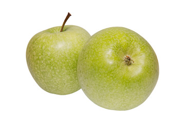 Green apples on a white background