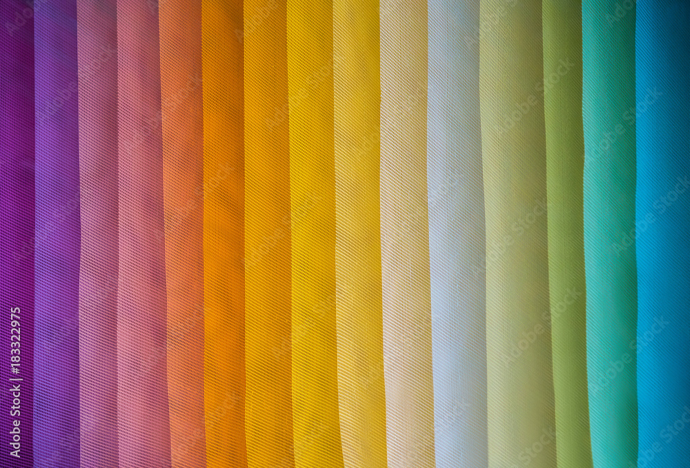 Wall mural assorted rainbow color dyed fabrics