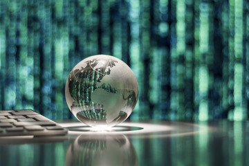 Globe sphere front the screen