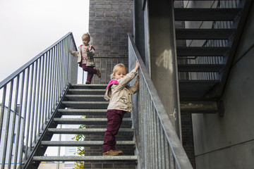 children on the staircase