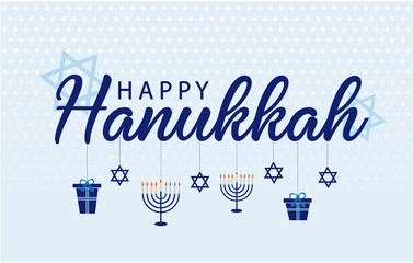 Naklejka premium Happy Hanukkah greeting card or background. vector illustration.