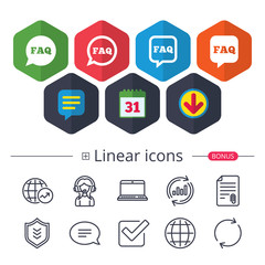 FAQ information signs. Help speech bubbles.