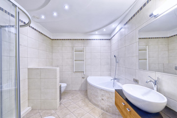 Fototapeta na wymiar Russia Moscow Modern interior bathroom design urban real estate. 