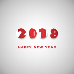 Simple Red and White New Year Card, Cover or Background Design Template - 2018