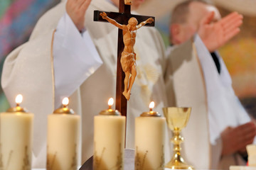 Priest celebrate mass at the church