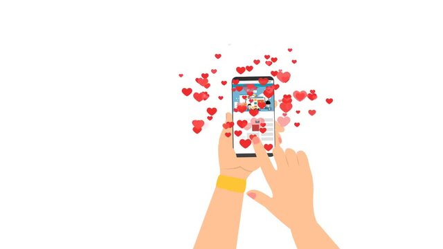 Hand hold smartphone and like posts. Social media video concept. Hand pressing like button - stock footage