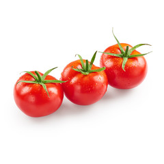 Tomatoes with drops of water isolated on white background