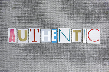authentic word on grey background