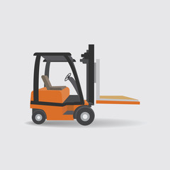Forklift, lift truck. Warehouse, logistic, storage concept. Place for text.