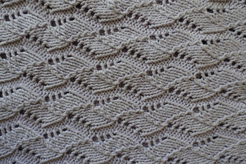 Thick handmade knitted gray lace from above