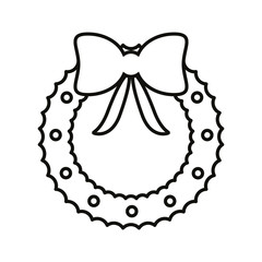 Christmas and New Year's wreath line icon
