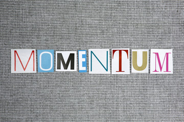 momentum word on grey background