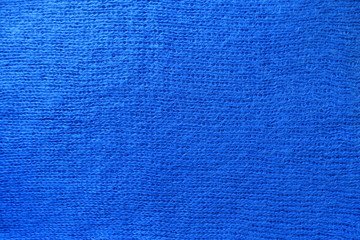 Vivid blue handmade knit fabric from above
