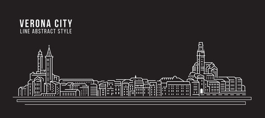 Cityscape Building Line art Vector Illustration design - Verona city