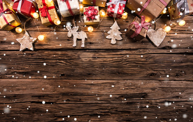 Christmas decoration on wooden background