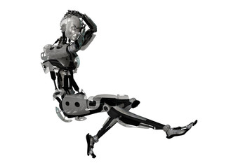 3D Rendering Male Robot on White