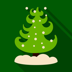 Flat icon with shadow Christmas tree