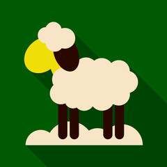 Flat icon with shadow Lamb farm animal