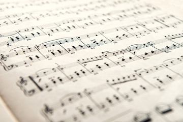 Close up view of sheet with musical notes