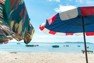 the beach relaxing in the holiday at the sea and life ring of thailand land rayong