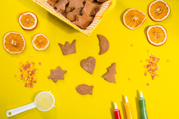 Decorating gingerbread cookies for Christmas