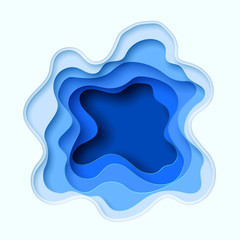 3D abstract blue wave background with paper cut shapes. Vector design layout for business presentations.
