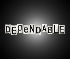 Dependable word concept.
