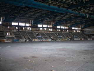 Naklejka premium Abandoned stadium with stands